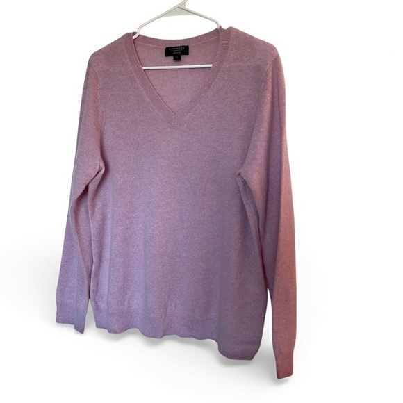 Charter Club Pure Cashmere V-Neck Sweater XL Light Pink Chantilly Long Sleeve - Picture 1 of 7